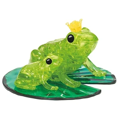 Afbeelding van Kristallen puzzel, 3D kikkerpaar, groen, transparant design, 43 delig, bouwset voor kinderen en volwassenen HCM Kinzel