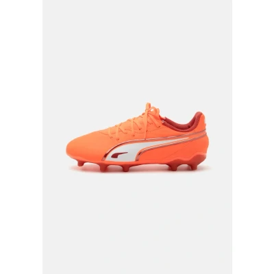 Afbeelding van Puma KING Match FG/AG Unisx Voetbalschoenen met kunststof noppen voor kinderen, Maat: 29, Glowing red/white/red fire Imitatieleer/ textiel