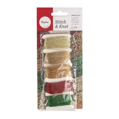 Afbeelding van Rayher 53587616 Stitch &amp; Knot metaaldraad, 5 kleuren, 10 m (50 m), borduurgaren voor vriendschapsband