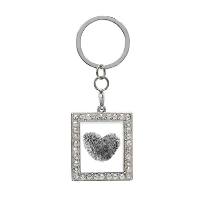 Afbeelding van Deknudt Frames sleutelhanger met edelsteentjes fotomaat 3,5x3,5 cm