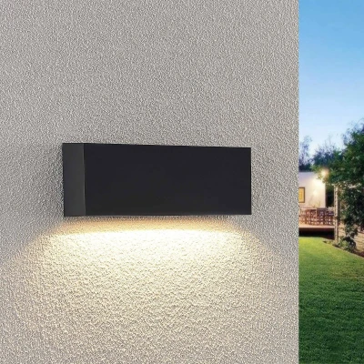 Afbeelding van Lindby LED buiten wandlamp Jarte, 24 cm, down, antraciet