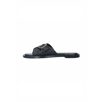 Afbeelding van Manfield Geflochtene MIT Schnalle Muiltjes, Dames, Maat: 36, Schwarz Leer