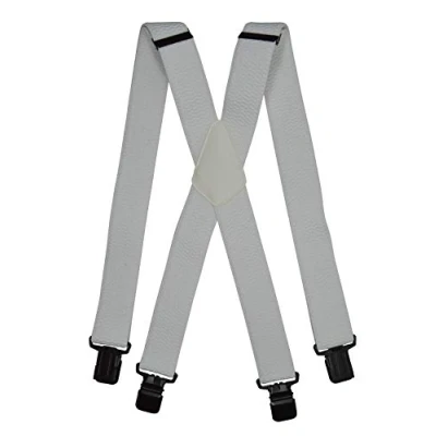Afbeelding van Olata Bretels voor heren, breed, X, met extra brede zwarte clips, 4 cm, Wit.
