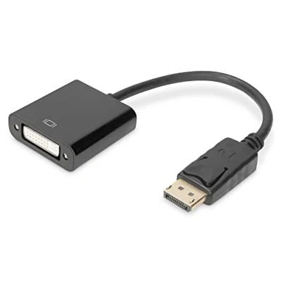Afbeelding van Digitus DB 340409 001 S DVI / DisplayPort Adapter [1x stekker 1x bus 24+5 polig] Zwart Rond, Afgesche