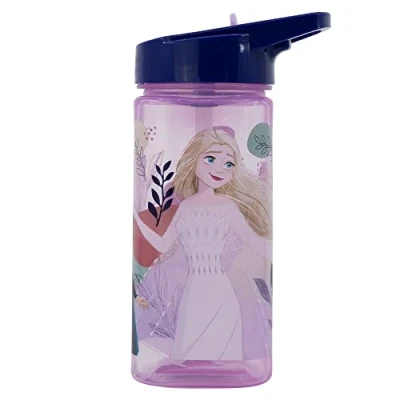 Afbeelding van Herbruikbare vierkante waterfles met geïntegreerd rietje, 510 ml, van de ijskoningin