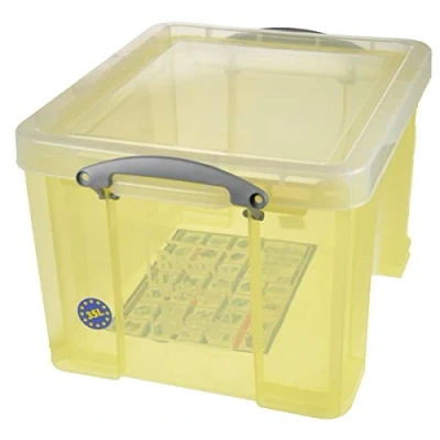 Afbeelding van Really Useful Box opbergdoos 35 liter, transparant geel