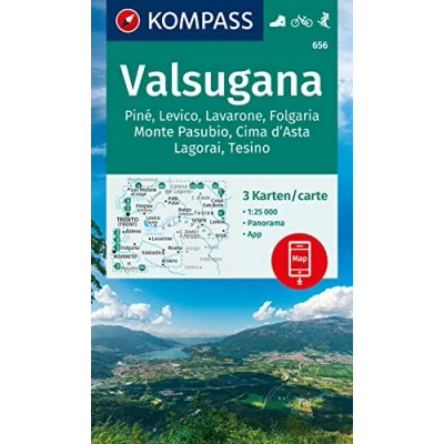 Afbeelding van KOMPASS Wanderkarten Set 656 Valsugana, Pine, Levico, Lavarone, Folgaria, Monte Pasubio, Cima d&#039;Asta, Lagorai, Tesino (3 Karten) 1:25.000
