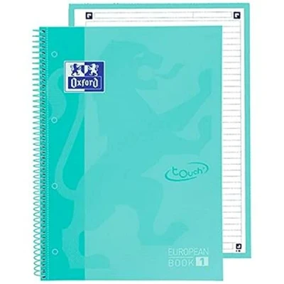 Afbeelding van Notitieboek Oxford Touch Europeanbook A4+ 4 gaats lijn 80vel pastel mint