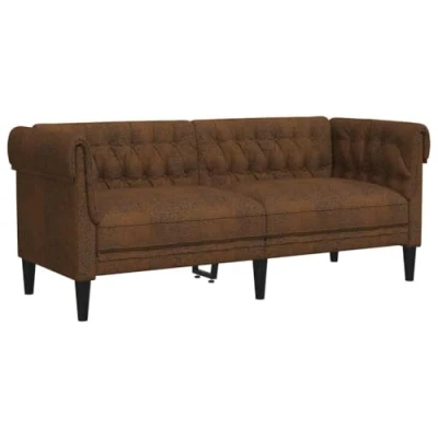 Afbeelding van vidaXL Tweezitsbank Chesterfield stijl stof bruin