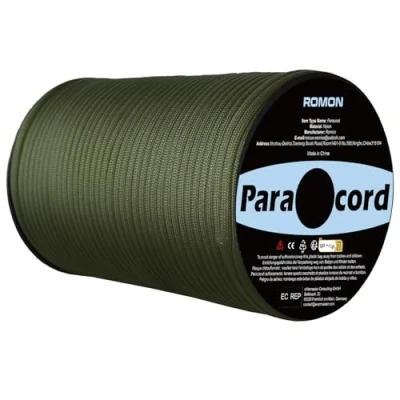 Afbeelding van Romon Paracord 4 mm, 100 m, 9 aderig, scheurvast, nylon, voor survival, camping, legergroen
