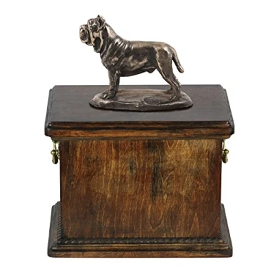 Afbeelding van Elegante urn hond voor de as van een Neapolitaanse Mastiff met beeldje