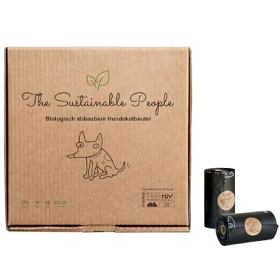 Afbeelding van TSP biologisch afbreekbare hondenpoepzakken, OK compost Home gecertificeerd, 100% composteerbaar en afbreekbaar, groot, extra dik (18 µm), veilig vochtbestendig, 18 rollen (270 zakken)