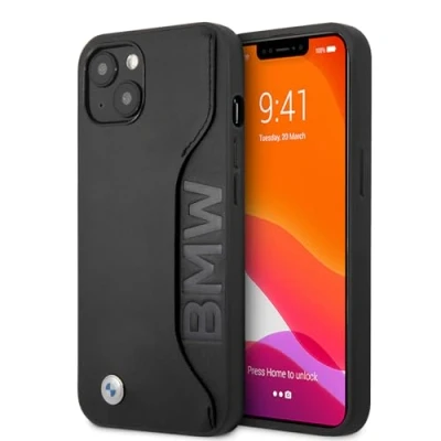 Afbeelding van BMW Leather Back Cover Telefoonhoesje voor Apple iPhone 13 Mini Bescherm je Telefoon Zwarte Kleur