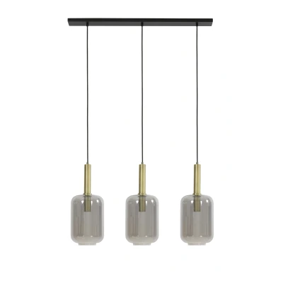Afbeelding van Lekar hanglamp 3L antiek brons/smoke glas