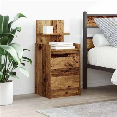 Image de vidaXL Tables de chevet avec 2 tiroirs pcs vieux bois 38x34x80 cm861370
