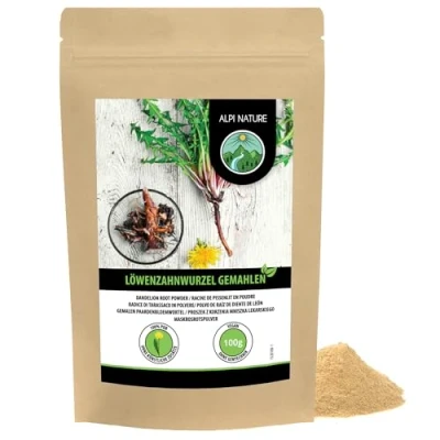 Afbeelding van Gemalen paardenbloemwortel (100 g), zacht gedroogde paardenbloemwortel, 100% zuiver en natuurlijk voor de bereiding van dranken het kruiden gerechten