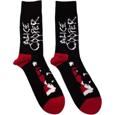Afbeelding van Rock Off officially licensed products Alice Cooper Face sokken met logo, maat UK 7 11, zwart, M, zwart.