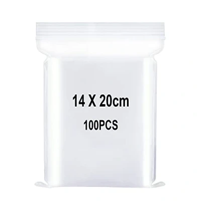 Afbeelding van Transparante plastic zakken, verzegelde zak, opbergtas, zak met sluiting, geschikt voor keuken, kantoorbenodigdheden, opslag van noten enz. 14 x 20 cm, 100 stuks