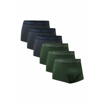 Afbeelding van DANISH ENDURANCE Korte boxershorts voor heren, van superzacht katoen, set 6 katoenen Veelkleurig (3 x Blauw Melange, 3 Groen Melange), L