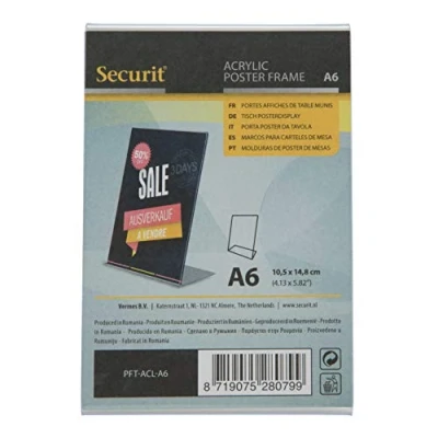 Afbeelding van Menukaarthouder Acryl, Transparant A6, L vorm Securit