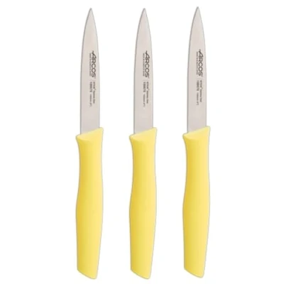 Afbeelding van Arcos, 3 stuks schilmessen, aardappelschilmessen, nitrum roestvrij staal, citroenkleurig, 100 mm lemmet 704600