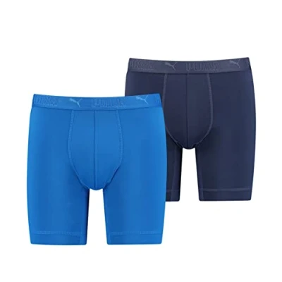 Image de PUMA Sport Microfiber Long Boxers (2 Pack) Men, Vêtements, Bleu Combo, 2
