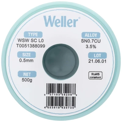 Afbeelding van Weller WSW SC L0 Soldeertin, loodvrij Spoel Sn0,7Cu 500 g 0.5 mm