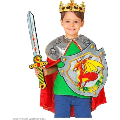 Afbeelding van Widmann Middeleeuwse &amp; Renaissance Strijders Kostuum Verdediger Van Het Rode Drakenfort Accessoire Set Geel, Zilver Carnavalskleding Verkleedkleding