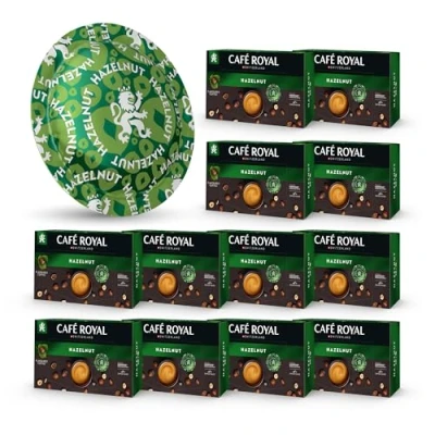 Afbeelding van 600 koffiecapsules Royal Hazelnootsmaak Compatibel met Nespresso® koffieautomaten * Professional Verpakking: 12 x 50 pads