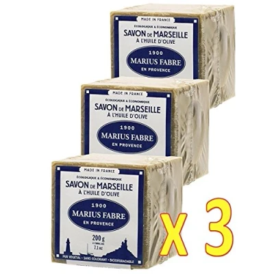 Afbeelding van Marius Fabre 3 x 200 g Marseille zeep met olijfolie