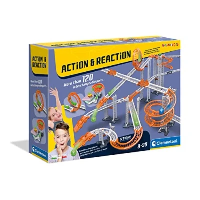 Afbeelding van Clementoni Action &amp; Reaction Mega, kogelbaan, set constructies voor kinderen van 8 jaar, wetenschappelijk en logisch, spel STEM Made in Italy, meerkleurig, 97856, exclusief Amazon