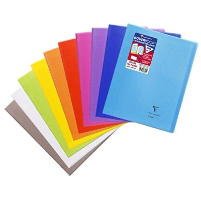 Afbeelding van Clairefontaine 986401C Notitieboek, geniet, Koverbook, 24 x 32 cm, 140 pagina&#039;s, grote ruiten, wit papier, 90 g, omslag van polypropyleen, willekeurige kleur