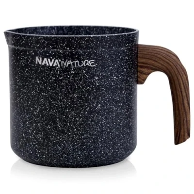 Afbeelding van Nava Nature Melkpot, melkkannetje, inhoud 1 l, aluminium en bedekt met 5 lagen graniet, zonder te verbranden, de coating bevat geen PFOA