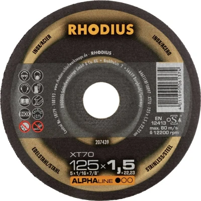 Afbeelding van Rhodius 207439 Alphaline I XT70 Doorslijpschijf Extra dun 125 x 22,23 1,5mm RVS/Staal