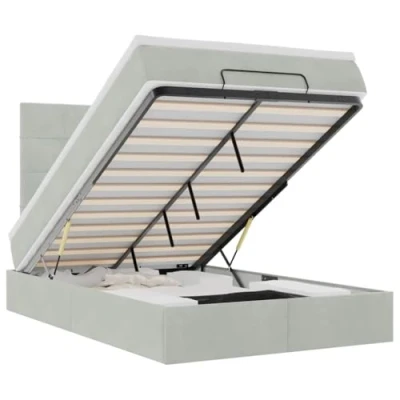Afbeelding van vidaXL Bedframe met matrassen 120x190cm fluweel lichtgrijs