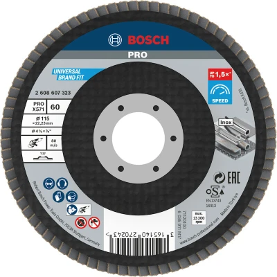 Afbeelding van Bosch lamellenschuurschijf X571 K60 115 x 22,2mm recht