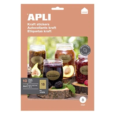 Afbeelding van APLI 17378 Kraft etiketten, permanent hechtend, 63,5 x 42,3 mm, 10 stuks