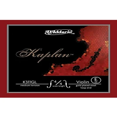 Image de D&#039;Addario K311GL 4/4M Corde seule (Mi) plaquée or violon Kaplan, extrémité à boucle, manche 4/4, Medium