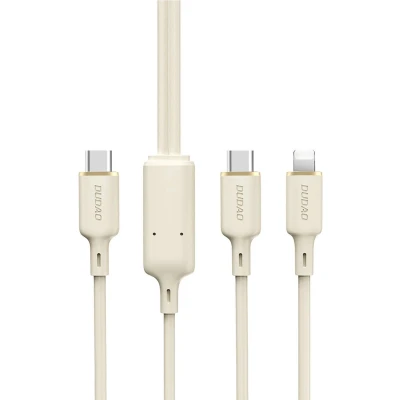 Afbeelding van Dudao L7SF 2in1 kabel USB C / Lightning 100W 1,2m beige