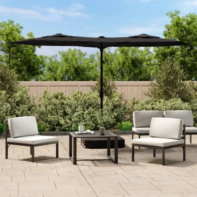 Afbeelding van Parasol dubbel 316x240 cm zwart