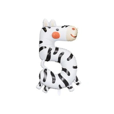 Afbeelding van Partydeco Folieballon cijfer 5 zebra 64 x 87 cm