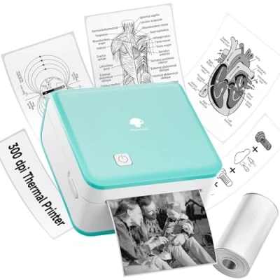 Afbeelding van Phomemo M02 Pro Mini printer, draagbaar, 300 dpi, draadloze bluetooth fotoprinter, compatibel met 15,25,53 mm papier, voor foto&#039;s, kranten, etiketten thuis en kantoor, groen