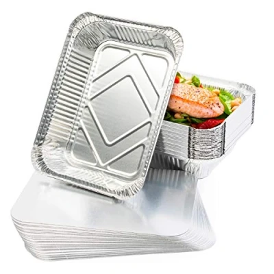 Afbeelding van 25 Aluminium Wegwerp Bakjes met Deksel 22 x 17 cm Sterk, Recyclebaar &amp; Praktisch Koken, Bakken, Grillen, Invriezen