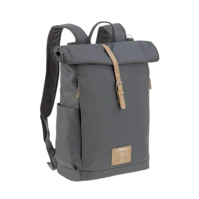 Afbeelding van LÄSSIG Luiertas Rolltop Backpack rugzak incl verschoningsmatje antraciet