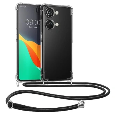 Afbeelding van kwmobile telefoonhoesje geschikt voor OnePlus Nord 3 5G Hoesje met telefoonkoord Back cover in transparant / zwart