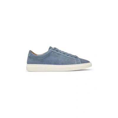 Afbeelding van HUGO BOSS heren Kieran sneaker van suède met logo in de kleur Staalblauw, maat: 40