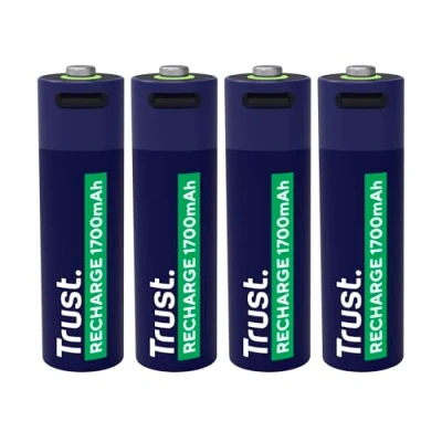 Afbeelding van Trust Oplaadbare Batterijen Aa 1.700 Mah Usb c Met 4 in 1 Oplaadkabel Stuks (25631)