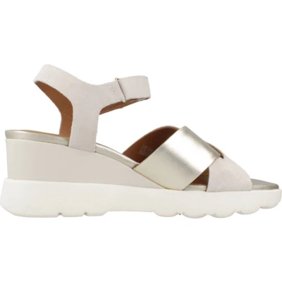 Afbeelding van Geox D Spherica 36 Sandalen met sleehak, Dames, Maat: 39, Beis Leer