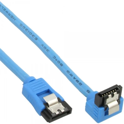 Afbeelding van SATA datakabel recht / haaks naar beneden rond SATA600 6 Gbit/s blauw 0,50 meter
