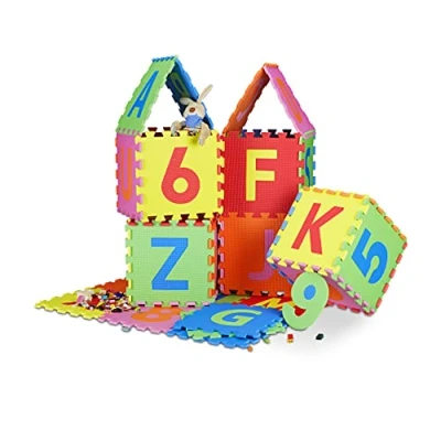 Afbeelding van Relaxdays speelmat puzzel 36 foam tegels puzzelmat kinderen speelkleed baby peuter